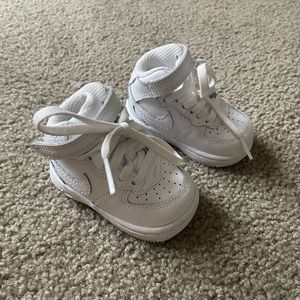 TD Nike Air Force 1 mid all white Sz 2C hard bottom